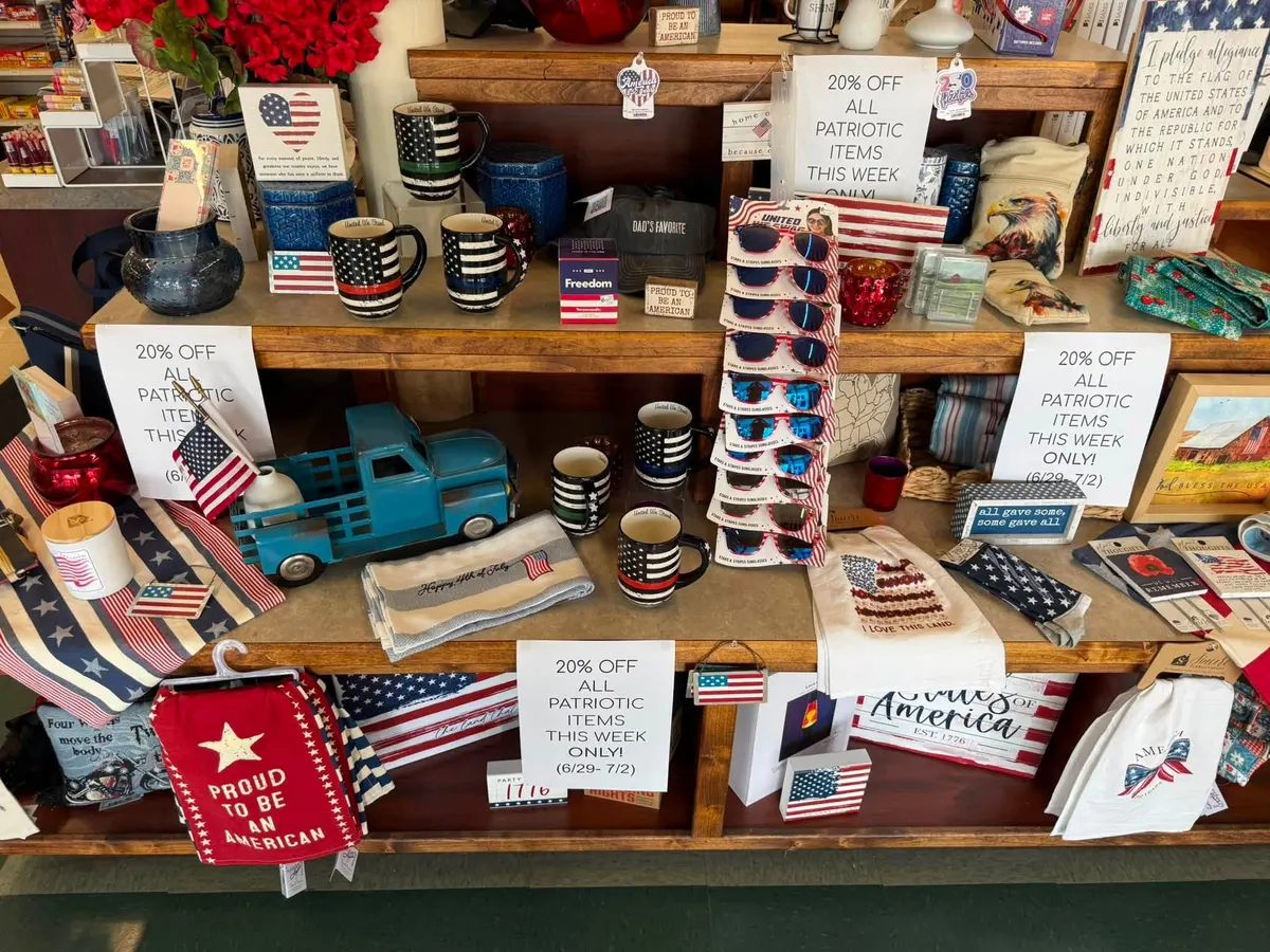 Shelves of gifts, cards, and keepsakes inside the Valley Drug Co. gift shop