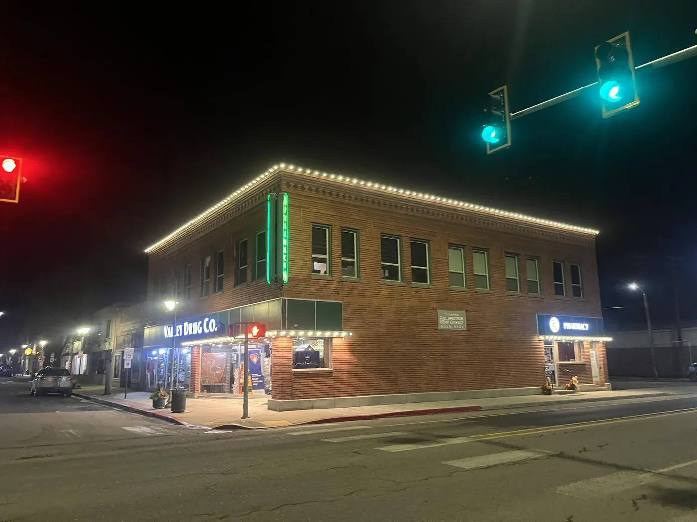 Valley Drug Co. storefront on Main Avenue in downtown Chewelah